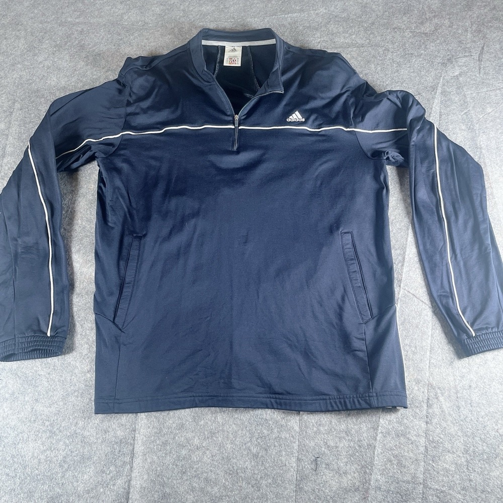 Vintage 90s adidas track jacket Quarter Zip‎ size XL Black /white Stripes